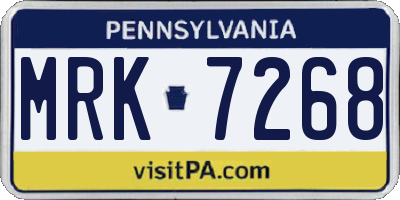PA license plate MRK7268