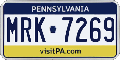 PA license plate MRK7269