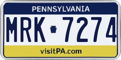 PA license plate MRK7274