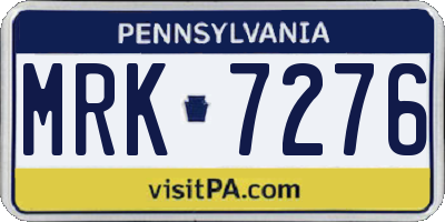 PA license plate MRK7276