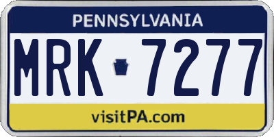 PA license plate MRK7277