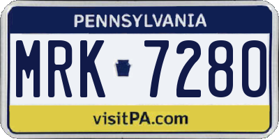 PA license plate MRK7280