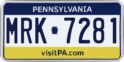 PA license plate MRK7281
