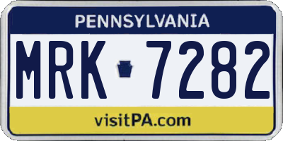 PA license plate MRK7282