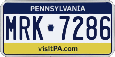 PA license plate MRK7286