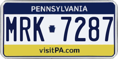 PA license plate MRK7287