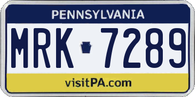 PA license plate MRK7289
