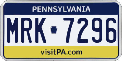 PA license plate MRK7296