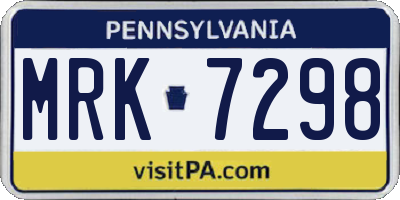 PA license plate MRK7298