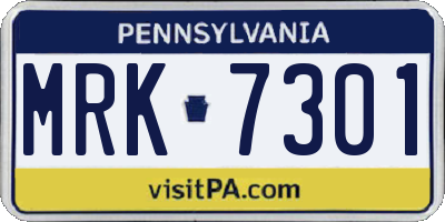 PA license plate MRK7301