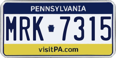PA license plate MRK7315