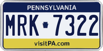 PA license plate MRK7322