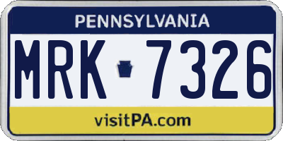 PA license plate MRK7326