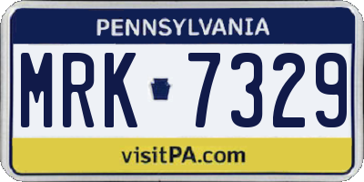 PA license plate MRK7329