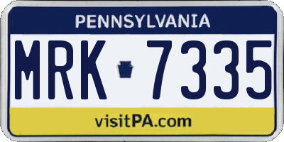 PA license plate MRK7335