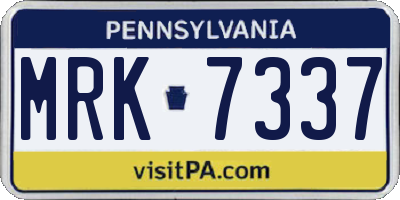 PA license plate MRK7337