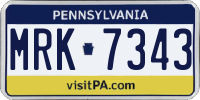 PA license plate MRK7343