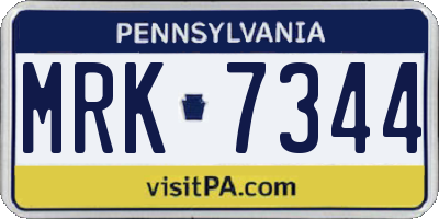 PA license plate MRK7344