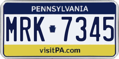 PA license plate MRK7345