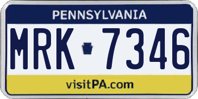 PA license plate MRK7346