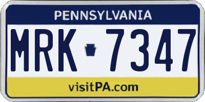 PA license plate MRK7347