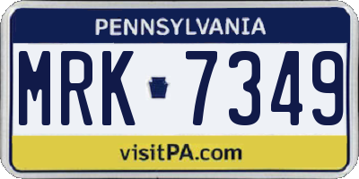 PA license plate MRK7349