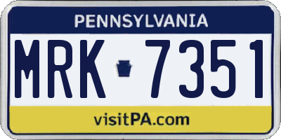 PA license plate MRK7351