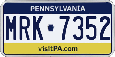 PA license plate MRK7352