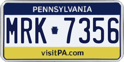 PA license plate MRK7356