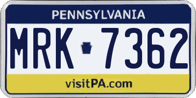 PA license plate MRK7362