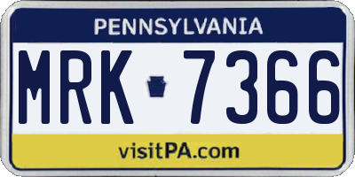 PA license plate MRK7366