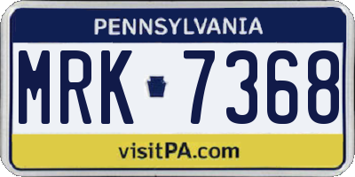 PA license plate MRK7368