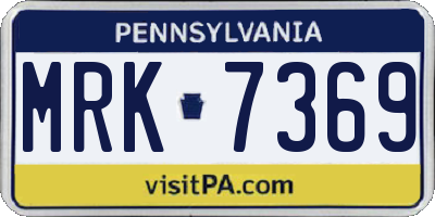 PA license plate MRK7369