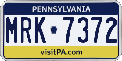 PA license plate MRK7372