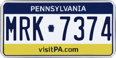 PA license plate MRK7374