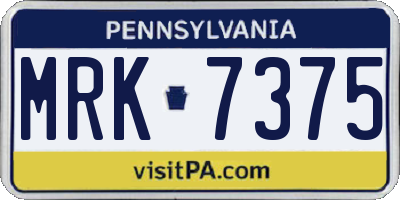 PA license plate MRK7375