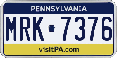 PA license plate MRK7376