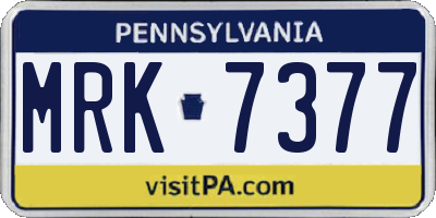 PA license plate MRK7377