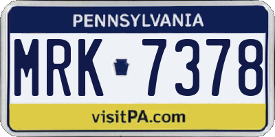 PA license plate MRK7378