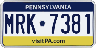 PA license plate MRK7381