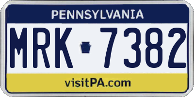 PA license plate MRK7382