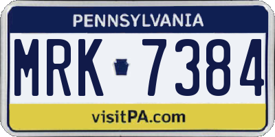 PA license plate MRK7384