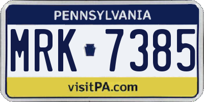 PA license plate MRK7385