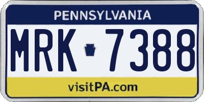 PA license plate MRK7388