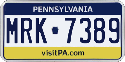 PA license plate MRK7389