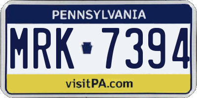 PA license plate MRK7394