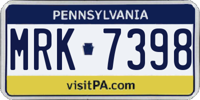 PA license plate MRK7398