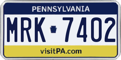 PA license plate MRK7402