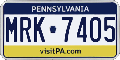 PA license plate MRK7405