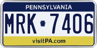 PA license plate MRK7406